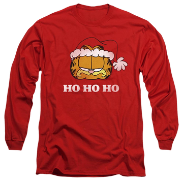 Red men's long sleeve t-shirt with Garfield Ho Ho graphic