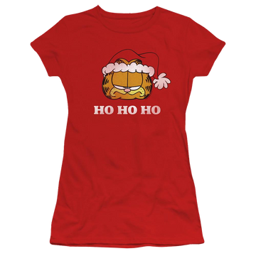 Red juniors t-shirt with Garfield Ho Ho graphic