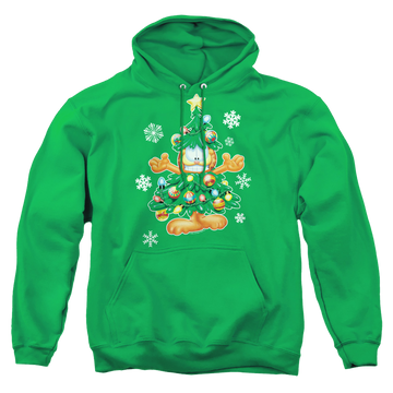 Kelly green pullover hoodie with Garfield Tree graphic