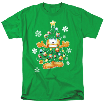 Kelly green men's regular fit t-shirt with Garfield Tree graphic