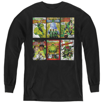 Black youth long sleeve t-shirt with Green Lantern Gl Covers graphic