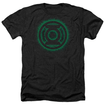 Charcoal men's heather t-shirt with Green Lantern Green Flame Logo graphic