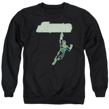 Black men's crewneck sweatshirt with Green Lantern Energy Construct Logo graphic