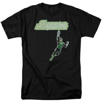 Black men's regular fit t-shirt with Green Lantern Energy Construct Logo graphic
