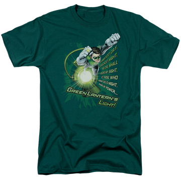Hunter green men's regular fit t-shirt with Green Lantern Flying Oath graphic