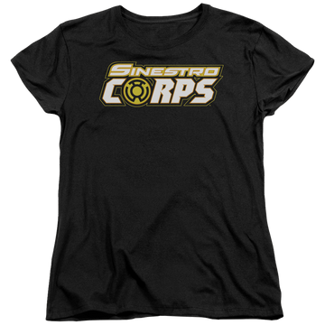 Black women's t-shirt with Green Lantern Sinestro Corps Logo graphic