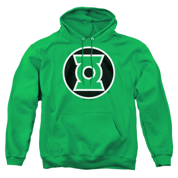 Kelly green pullover hoodie with Green Lantern Kyle Rayner Logo graphic