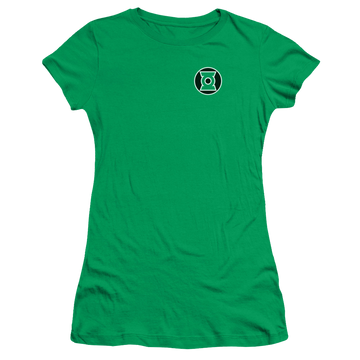 Kelly green juniors t-shirt with Green Lantern Kyle Rayner Logo graphic