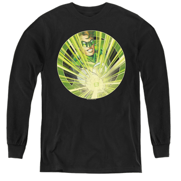 Black youth long sleeve t-shirt with Green Lantern Light Em Up graphic