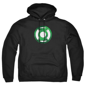 Black pullover hoodie with Green Lantern Green Chrome Logo graphic