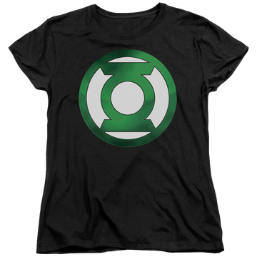 Black women's t-shirt with Green Lantern Green Chrome Logo graphic