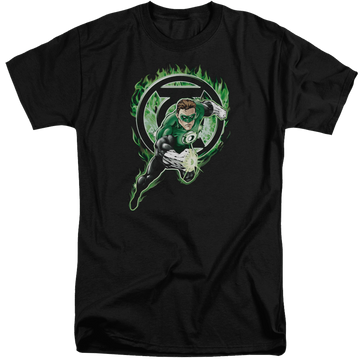 Black men's tall fit t-shirt with Green Lantern Space Cop graphic