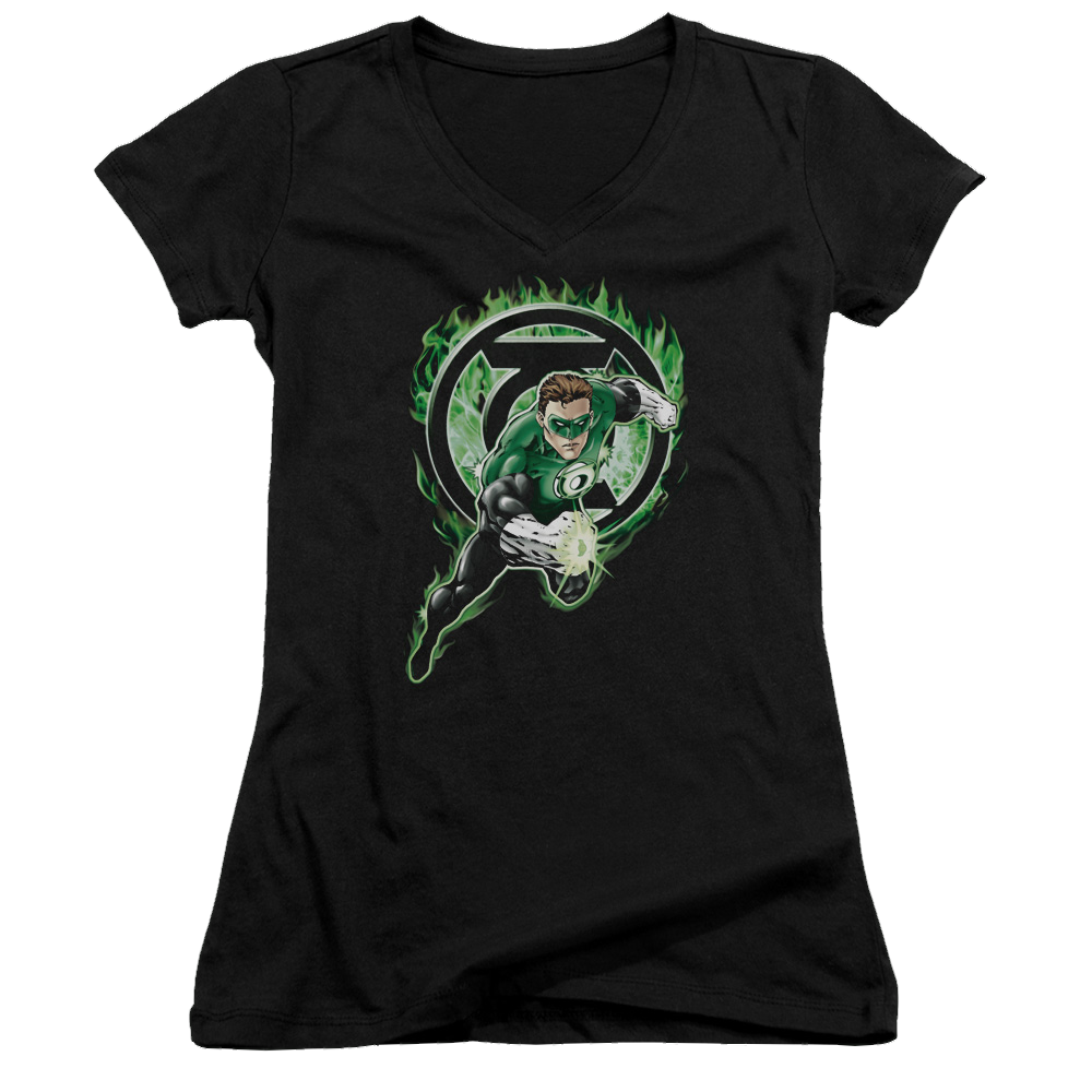 Green Lantern Space Cop - Juniors V-Neck T-Shirt Juniors V-Neck T-Shirt Green Lantern   