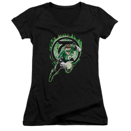 Green Lantern Space Cop - Juniors V-Neck T-Shirt Juniors V-Neck T-Shirt Green Lantern   