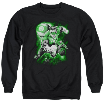 Black men's crewneck sweatshirt with Green Lantern Lantern Planet graphic