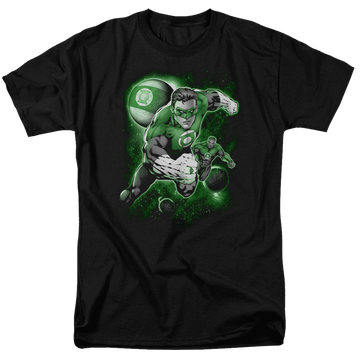 Black men's regular fit t-shirt with Green Lantern Lantern Planet graphic