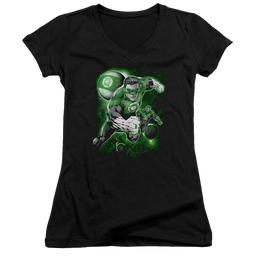 Green Lantern Lantern Planet - Juniors V-Neck T-Shirt Juniors V-Neck T-Shirt Green Lantern   