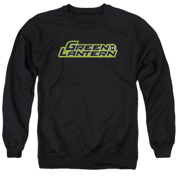 Black men's crewneck sweatshirt with Green Lantern Scribble Title graphic