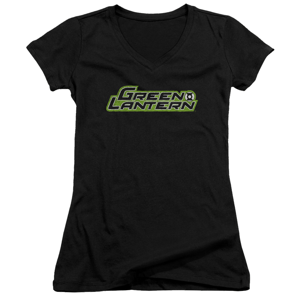 Green Lantern Scribble Title - Juniors V-Neck T-Shirt Juniors V-Neck T-Shirt Green Lantern   