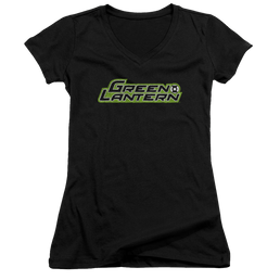 Green Lantern Scribble Title - Juniors V-Neck T-Shirt Juniors V-Neck T-Shirt Green Lantern   