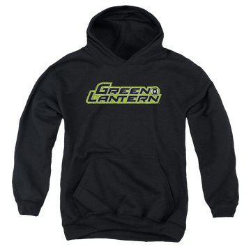 Black youth hoodie for ages 8 to 12 with Green Lantern Scribble Title graphic