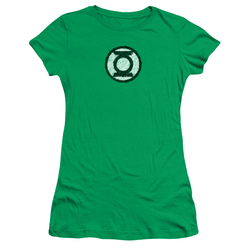 Green Lantern Scribble Lantern Logo - Juniors T-Shirt Juniors T-Shirt Green Lantern   