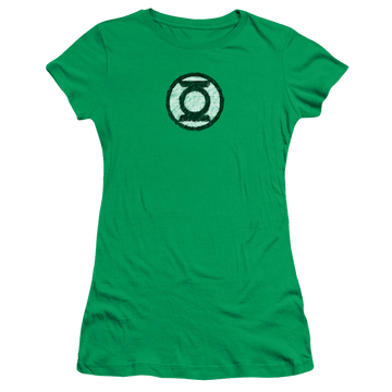 Kelly green juniors t-shirt with Green Lantern Scribble Lantern Logo graphic