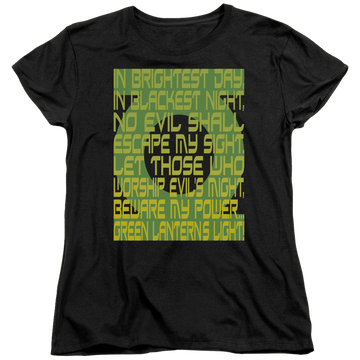 Black women's t-shirt with Green Lantern Oath graphic