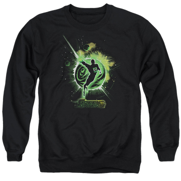 Black men's crewneck sweatshirt with Green Lantern Shadow Lantern graphic