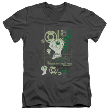 Charcoal men's v-neck t-shirt with Green Lantern Core Strength graphic
