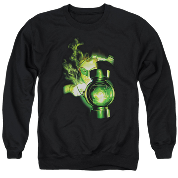 Black men's crewneck sweatshirt with Green Lantern Lantern Light graphic