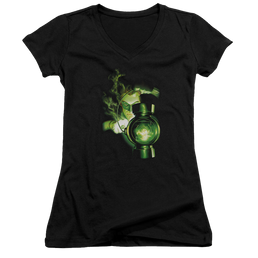 Green Lantern Lantern Light - Juniors V-Neck T-Shirt Juniors V-Neck T-Shirt Green Lantern   