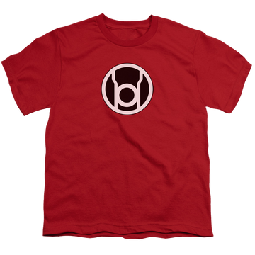 Red youth t-shirt for ages 8 to 12 with Green Lantern Red Lantern Logo graphic