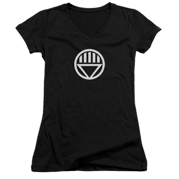 Black juniors v-neck t-shirt with Green Lantern Black Lantern Logo graphic