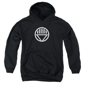 Black youth hoodie for ages 8 to 12 with Green Lantern Black Lantern Logo graphic