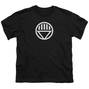 Black youth t-shirt for ages 8 to 12 with Green Lantern Black Lantern Logo graphic