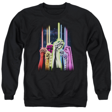 Black men's crewneck sweatshirt with Green Lantern Rainbow Corps graphic