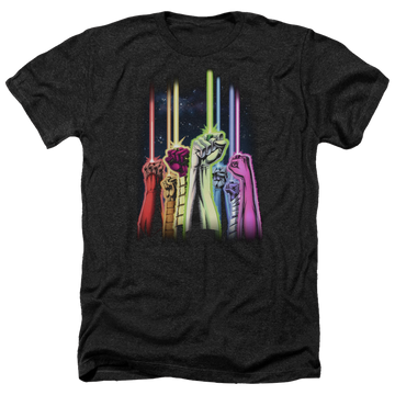 Charcoal men's heather t-shirt with Green Lantern Rainbow Corps graphic