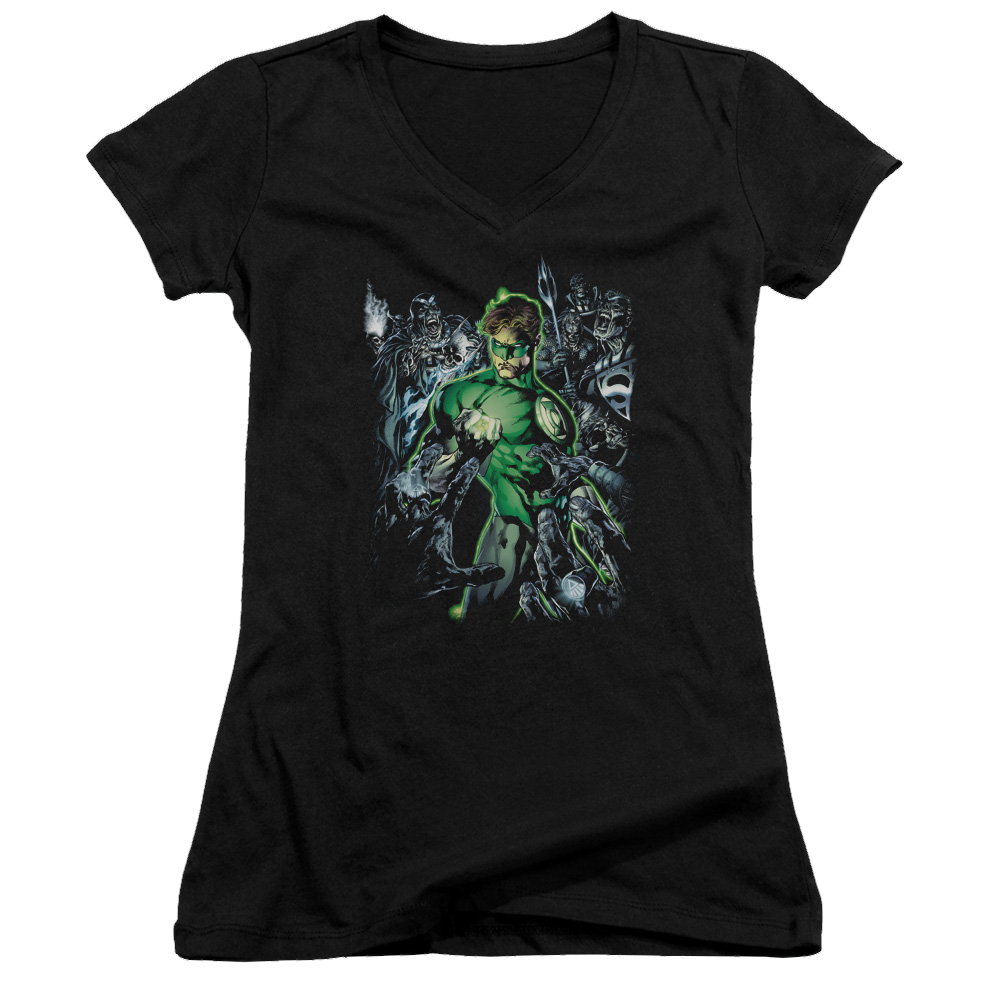 Green Lantern Surrounded By Death - Juniors V-Neck T-Shirt Juniors V-Neck T-Shirt Green Lantern   