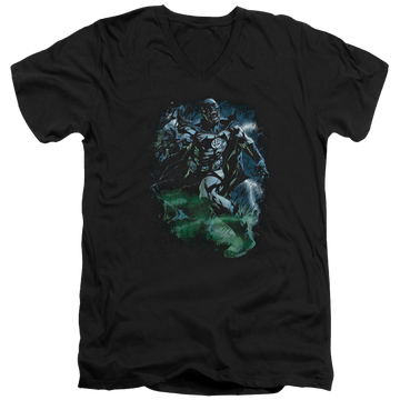 Black men's v-neck t-shirt with Green Lantern Black Lantern Batman graphic