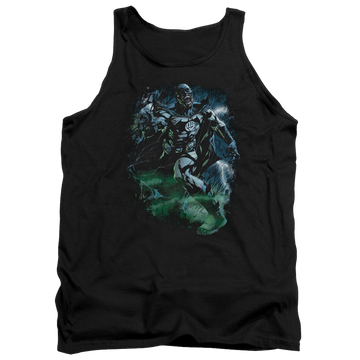 Black men's tank with Green Lantern Black Lantern Batman graphic
