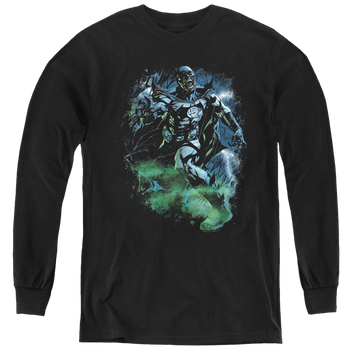 Black youth long sleeve t-shirt with Green Lantern Black Lantern Batman graphic