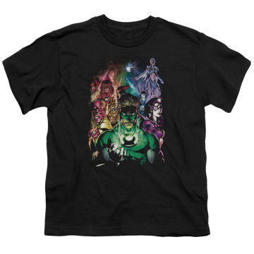 Black youth t-shirt for ages 8 to 12 with Green Lantern The New Guardians graphic