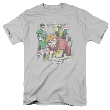 Silver men's regular fit t-shirt with Green Lantern Speedy Junkie graphic