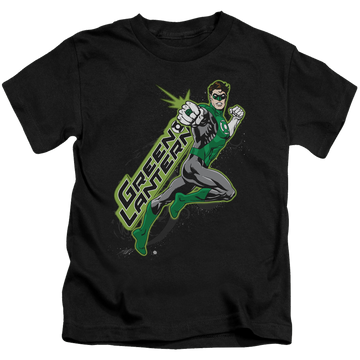 Black kid's t-shirt for ages 4 to 7 with Green Lantern Among The Stars graphic