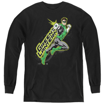 Black youth long sleeve t-shirt with Green Lantern Among The Stars graphic
