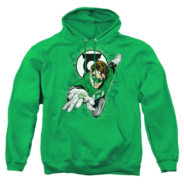Kelly green pullover hoodie with Green Lantern Ring First graphic