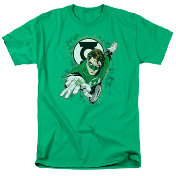 Kelly green men's regular fit t-shirt with Green Lantern Ring First graphic
