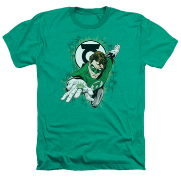 Kelly green men's heather t-shirt with Green Lantern Ring First graphic