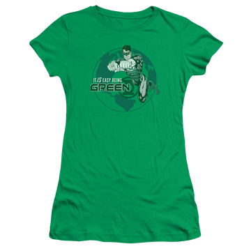Kelly green juniors t-shirt with Green Lantern Easy Being Green graphic